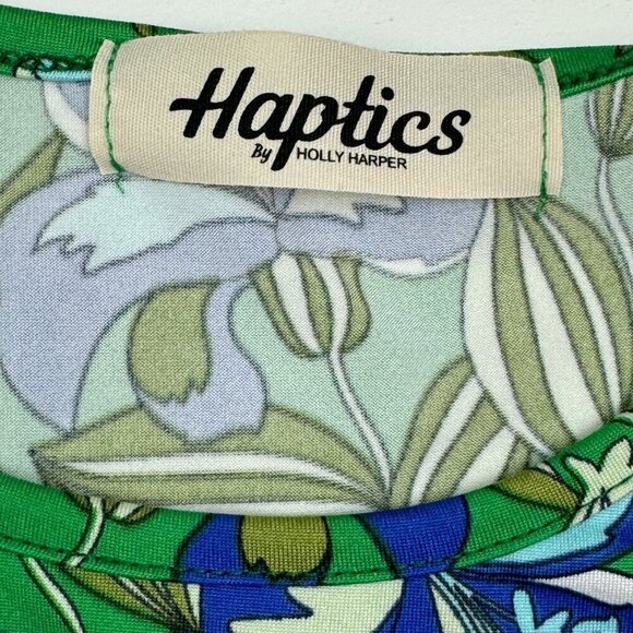 Haptics Kelly Green & Blue Floral Print Fit and Flare Maxi Dress Women's Size M - Picture 7 of 9